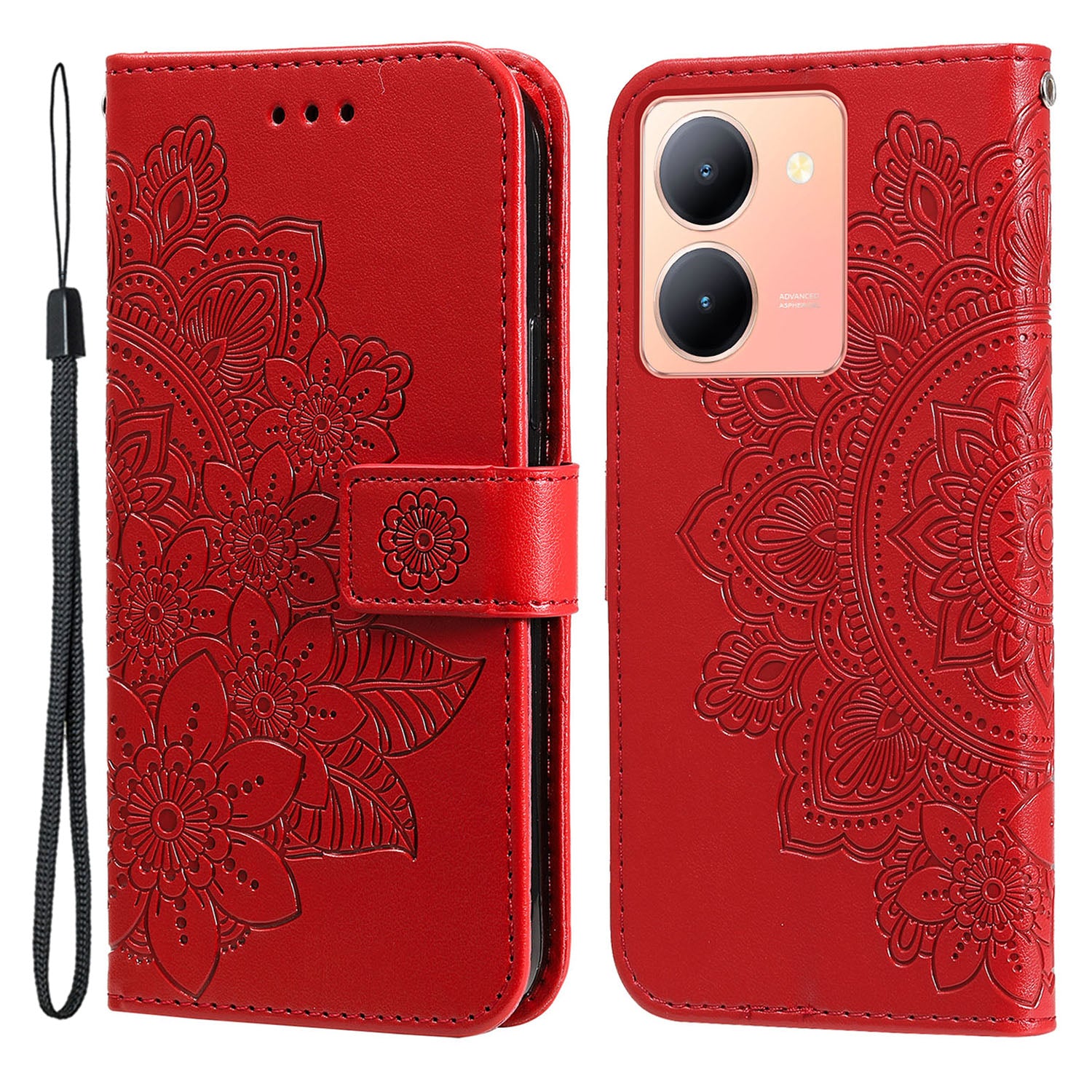 For vivo Y78+ 5G / Y78 5G Phone Case Flower Imprinting Phone Stand Wallet PU Leather Cover Shell
