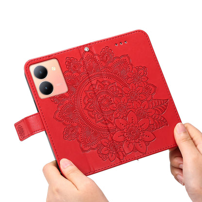 For vivo Y78+ 5G / Y78 5G Phone Case Flower Imprinting Phone Stand Wallet PU Leather Cover Shell