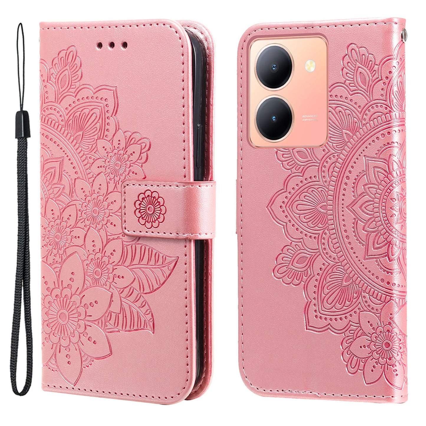For vivo Y78+ 5G / Y78 5G Phone Case Flower Imprinting Phone Stand Wallet PU Leather Cover Shell