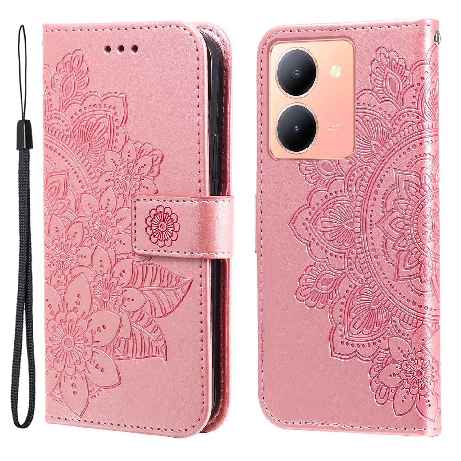 For vivo Y78+ 5G / Y78 5G Phone Case Flower Imprinting Phone Stand Wallet PU Leather Cover Shell