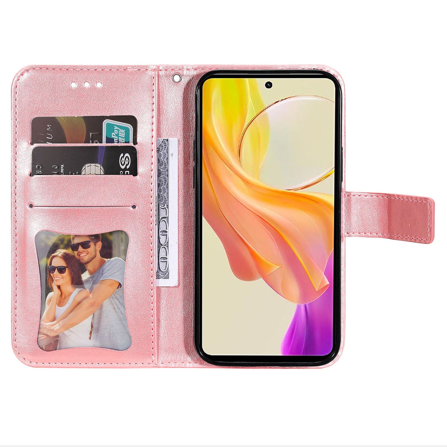 For vivo Y78+ 5G / Y78 5G Phone Case Flower Imprinting Phone Stand Wallet PU Leather Cover Shell