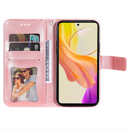 For vivo Y78+ 5G / Y78 5G Phone Case Flower Imprinting Phone Stand Wallet PU Leather Cover Shell