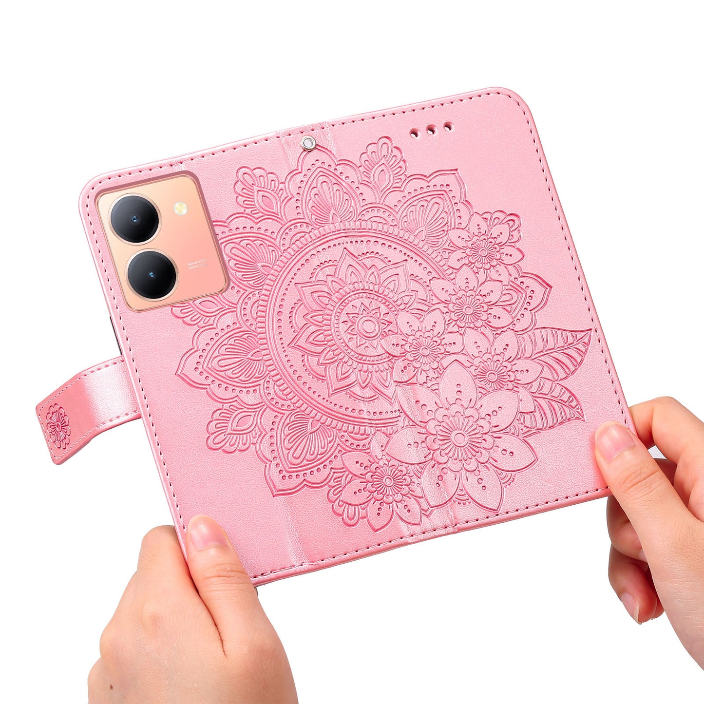 For vivo Y78+ 5G / Y78 5G Phone Case Flower Imprinting Phone Stand Wallet PU Leather Cover Shell