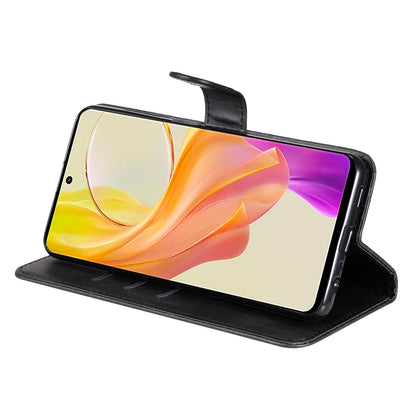 For vivo Y78 (China) 5G / Y36 4G / Y36 5G Flip Stand Phone Case Calf Texture Zipper Pocket Leather Wallet Cover