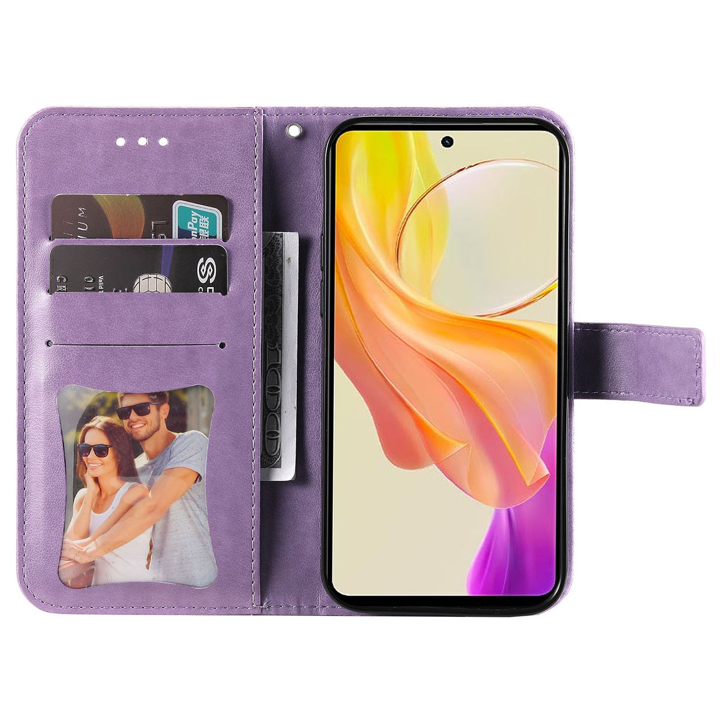 For vivo Y78 (China) 5G / Y36 4G / 5G Imprinted Flower PU Leather Cover Phone Case Stand Wallet Phone Shell