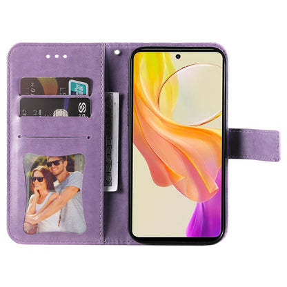 For vivo Y78 (China) 5G / Y36 4G / 5G Imprinted Flower PU Leather Cover Phone Case Stand Wallet Phone Shell