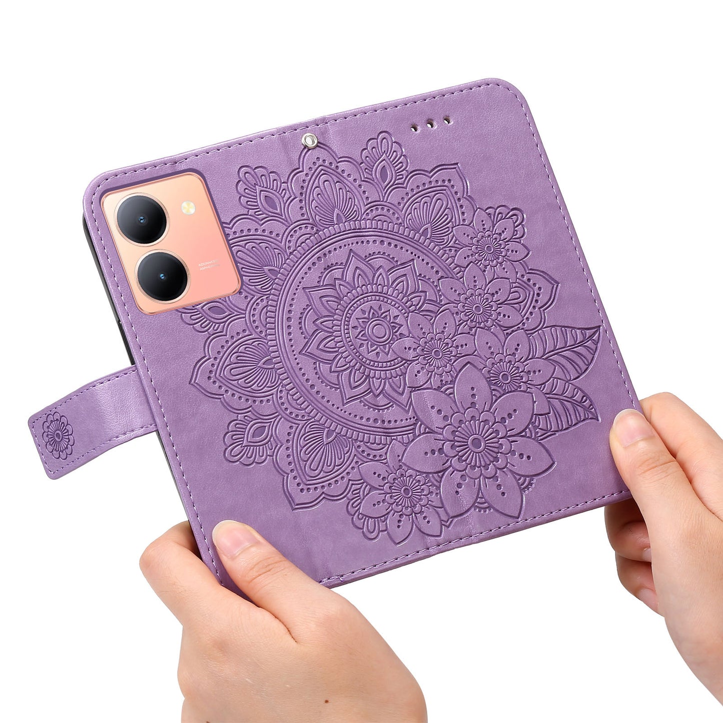 For vivo Y78 (China) 5G / Y36 4G / 5G Imprinted Flower PU Leather Cover Phone Case Stand Wallet Phone Shell