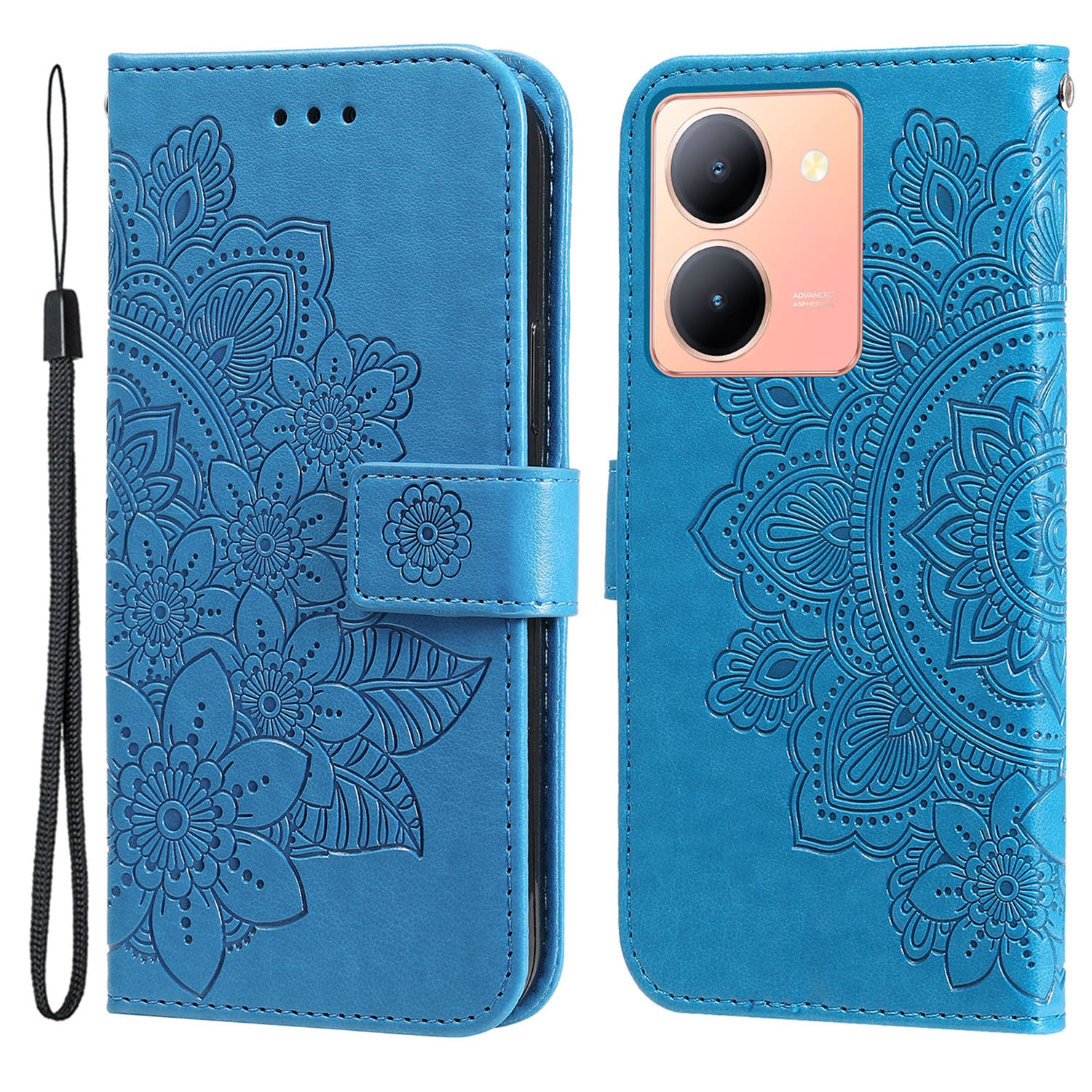 For vivo Y78 (China) 5G / Y36 4G / 5G Imprinted Flower PU Leather Cover Phone Case Stand Wallet Phone Shell