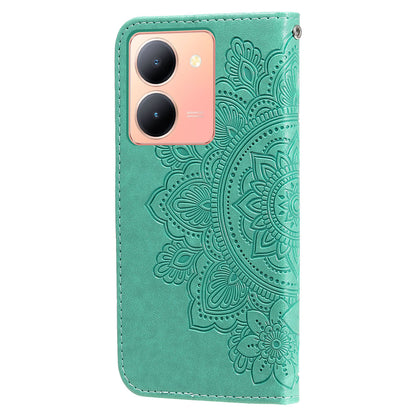 For vivo Y78 (China) 5G / Y36 4G / 5G Imprinted Flower PU Leather Cover Phone Case Stand Wallet Phone Shell