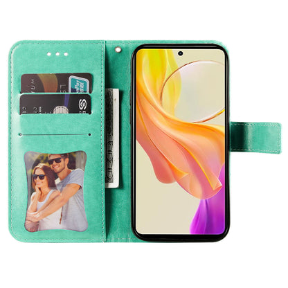 For vivo Y78 (China) 5G / Y36 4G / 5G Imprinted Flower PU Leather Cover Phone Case Stand Wallet Phone Shell