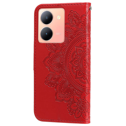 For vivo Y78 (China) 5G / Y36 4G / 5G Imprinted Flower PU Leather Cover Phone Case Stand Wallet Phone Shell