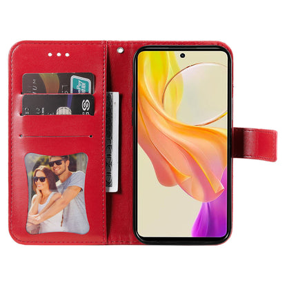 For vivo Y78 (China) 5G / Y36 4G / 5G Imprinted Flower PU Leather Cover Phone Case Stand Wallet Phone Shell