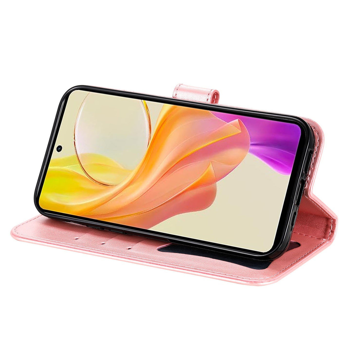 For vivo Y78 (China) 5G / Y36 4G / 5G Imprinted Flower PU Leather Cover Phone Case Stand Wallet Phone Shell