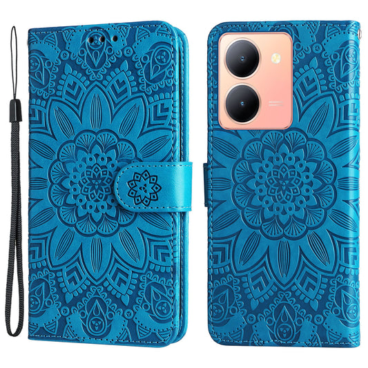 For vivo Y78 (China) 5G / Y36 4G / Y36 5G PU Leather Wallet Phone Cover Sunflower Imprinted Stand Case