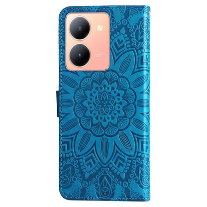 For vivo Y78 (China) 5G / Y36 4G / Y36 5G PU Leather Wallet Phone Cover Sunflower Imprinted Stand Case