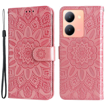 For vivo Y78 (China) 5G / Y36 4G / Y36 5G PU Leather Wallet Phone Cover Sunflower Imprinted Stand Case