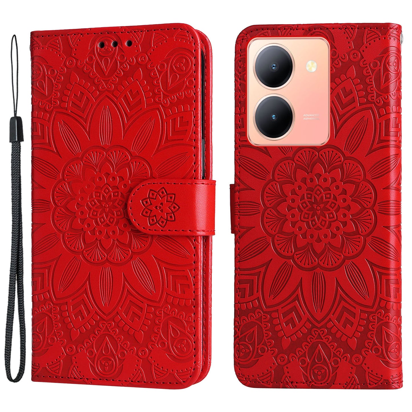 For vivo Y78 (China) 5G / Y36 4G / Y36 5G PU Leather Wallet Phone Cover Sunflower Imprinted Stand Case
