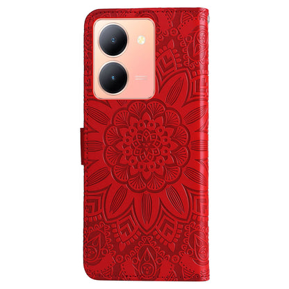 For vivo Y78 (China) 5G / Y36 4G / Y36 5G PU Leather Wallet Phone Cover Sunflower Imprinted Stand Case