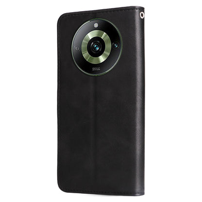 For Realme 11 Pro+ / 11 Pro 5G Leather Wallet Stand Cover Calf Texture Phone Case with Zipper Pocket