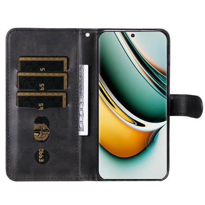For Realme 11 Pro+ / 11 Pro 5G Leather Wallet Stand Cover Calf Texture Phone Case with Zipper Pocket