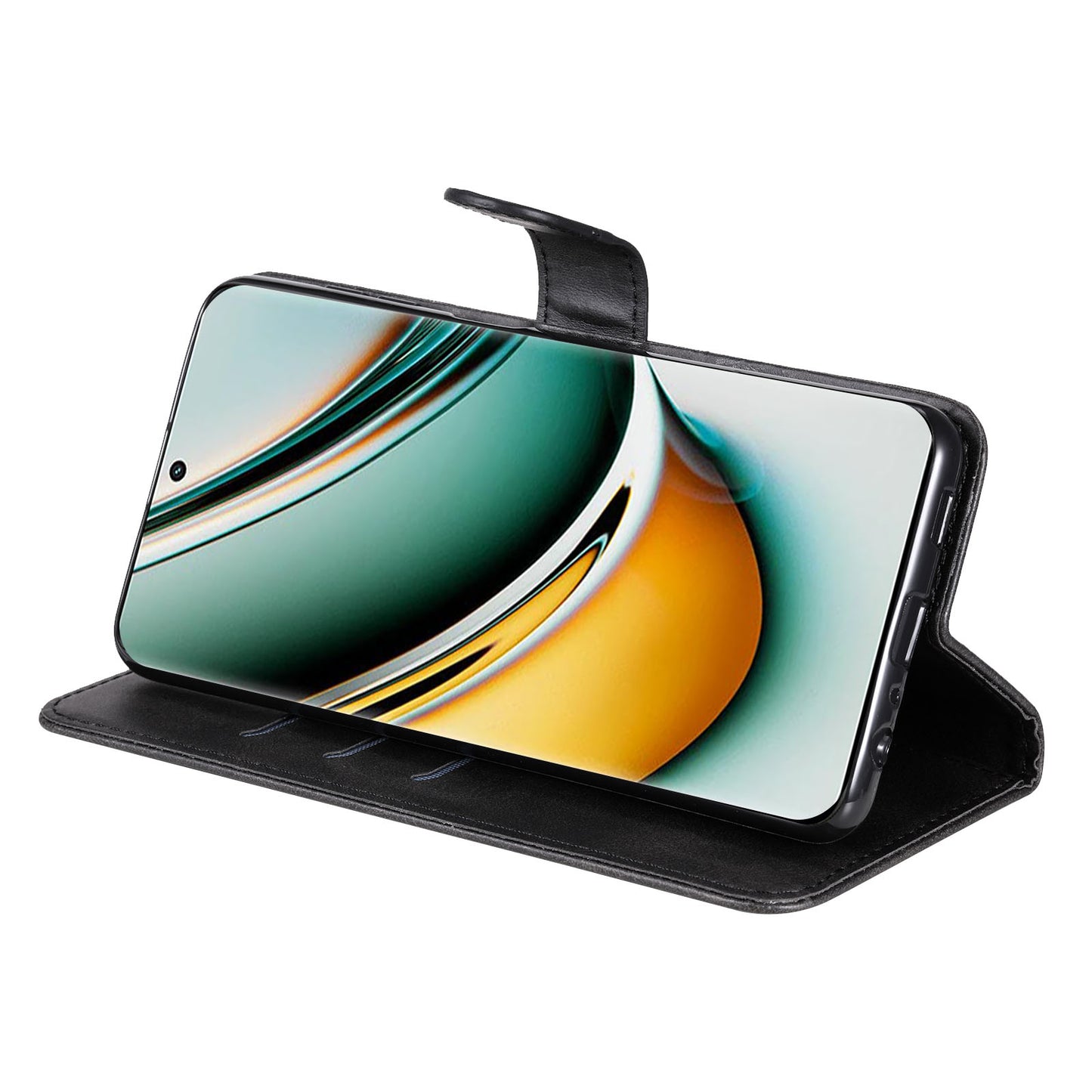 For Realme 11 Pro+ / 11 Pro 5G Leather Wallet Stand Cover Calf Texture Phone Case with Zipper Pocket