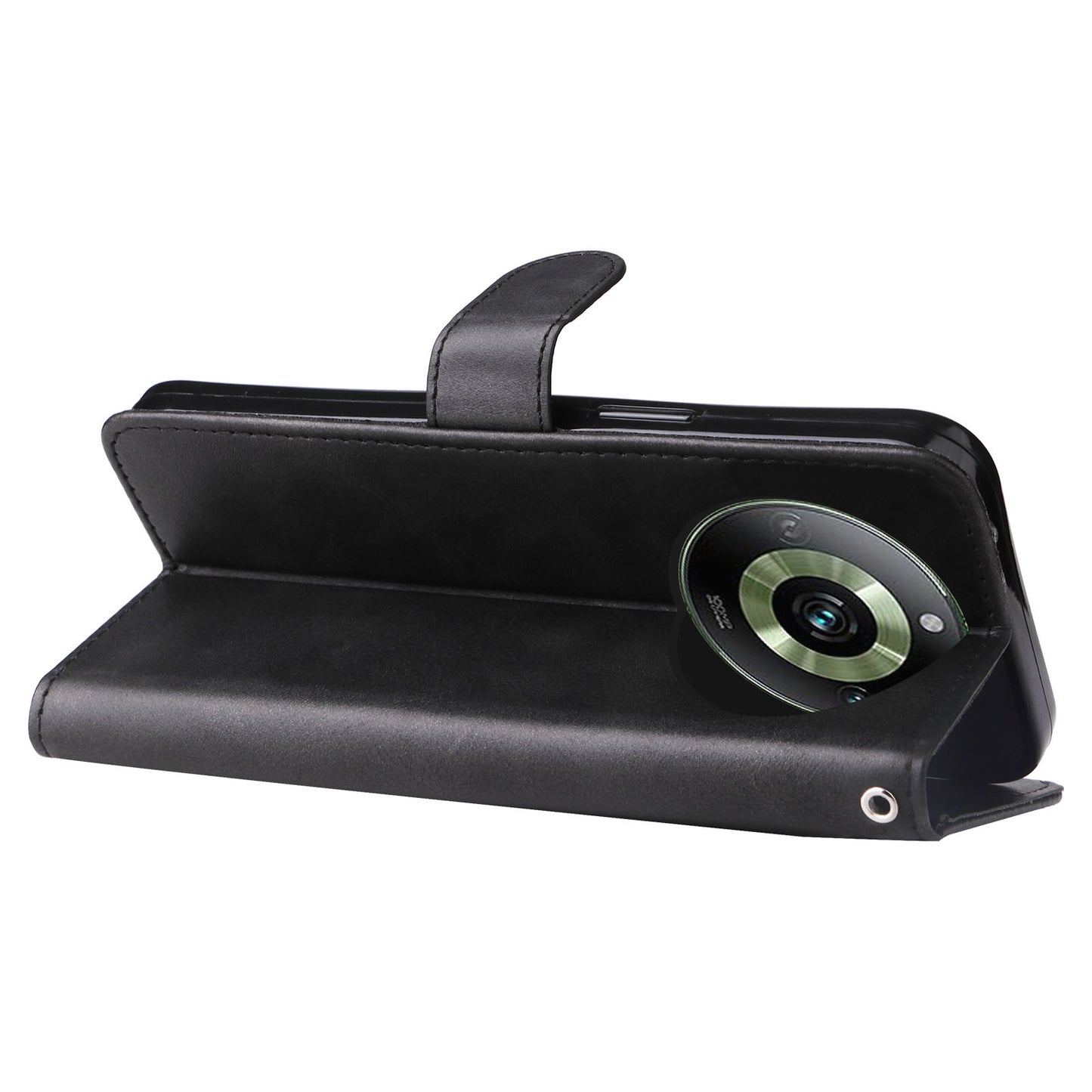 For Realme 11 Pro+ / 11 Pro 5G Leather Wallet Stand Cover Calf Texture Phone Case with Zipper Pocket