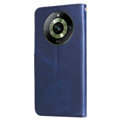 For Realme 11 Pro+ / 11 Pro 5G Leather Wallet Stand Cover Calf Texture Phone Case with Zipper Pocket