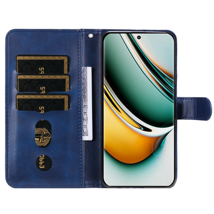 For Realme 11 Pro+ / 11 Pro 5G Leather Wallet Stand Cover Calf Texture Phone Case with Zipper Pocket