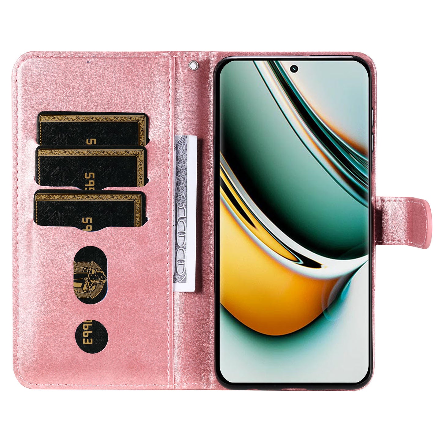 For Realme 11 Pro+ / 11 Pro 5G Leather Wallet Stand Cover Calf Texture Phone Case with Zipper Pocket