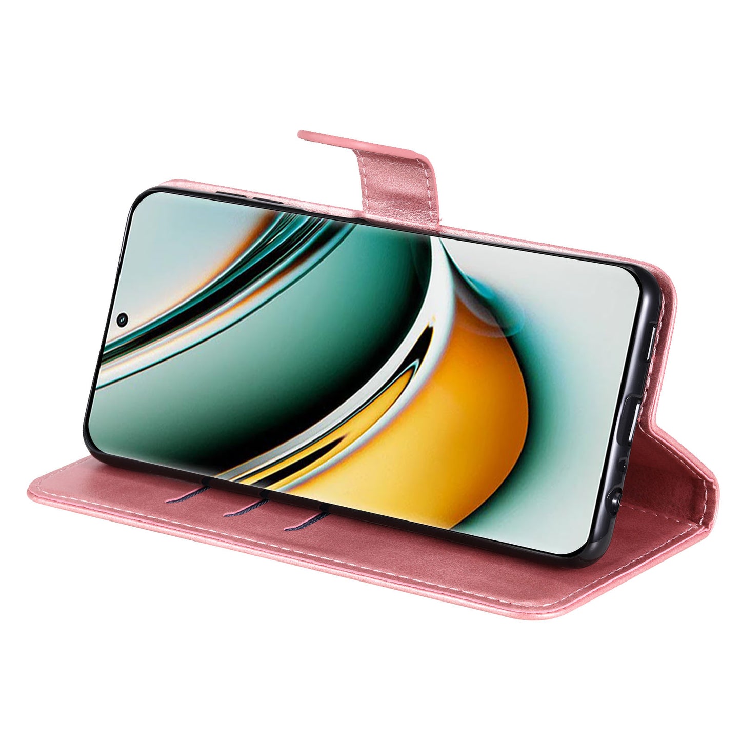 For Realme 11 Pro+ / 11 Pro 5G Leather Wallet Stand Cover Calf Texture Phone Case with Zipper Pocket