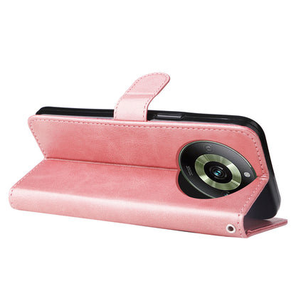 For Realme 11 Pro+ / 11 Pro 5G Leather Wallet Stand Cover Calf Texture Phone Case with Zipper Pocket