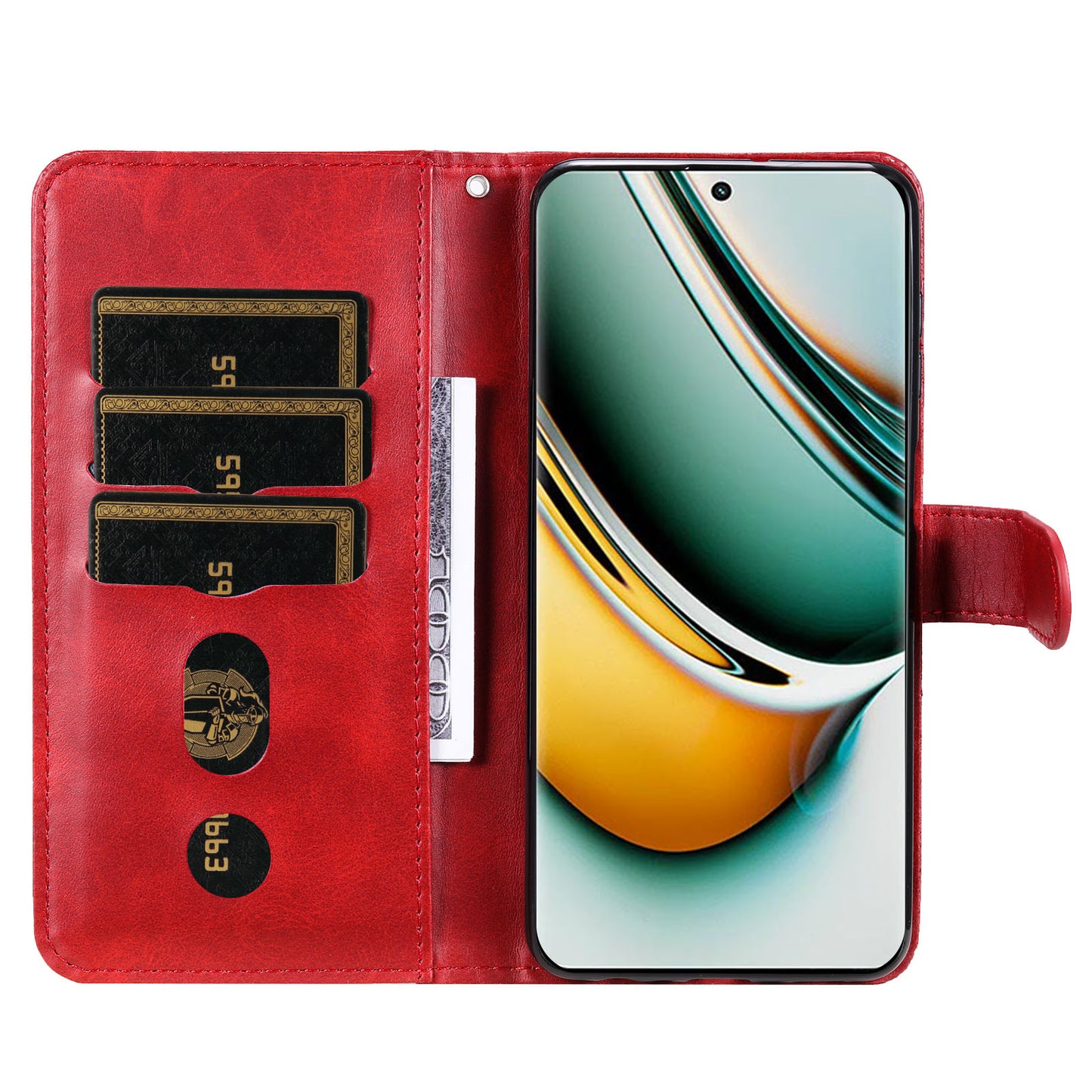 For Realme 11 Pro+ / 11 Pro 5G Leather Wallet Stand Cover Calf Texture Phone Case with Zipper Pocket