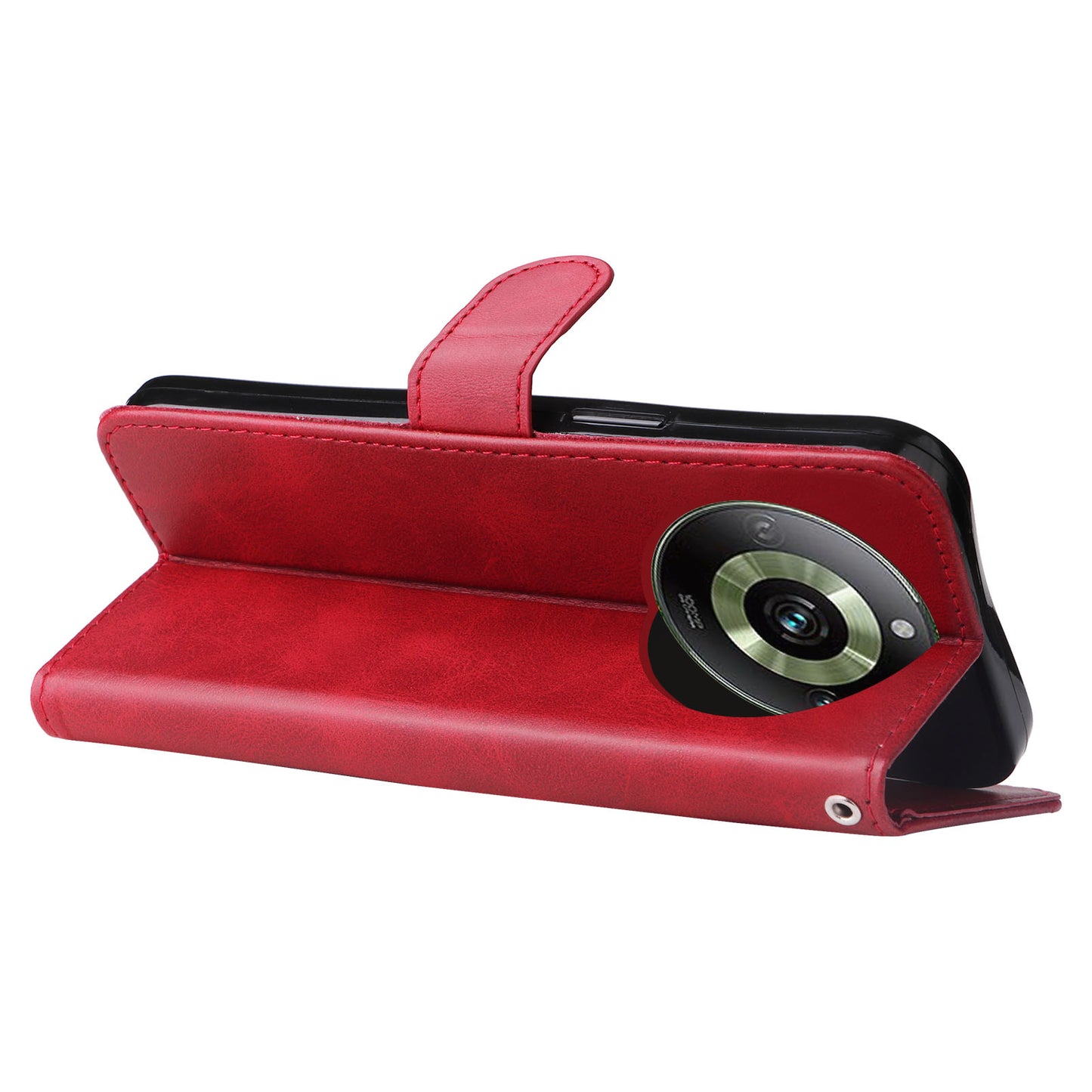 For Realme 11 Pro+ / 11 Pro 5G Leather Wallet Stand Cover Calf Texture Phone Case with Zipper Pocket