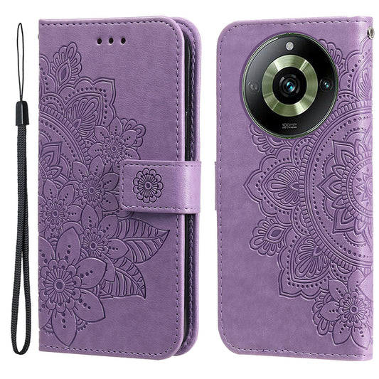 For Realme 11 Pro 5G / 11 Pro+ 5G Mobile Phone Shell Stand Wallet Imprinted Flower PU Leather Cover Phone Case