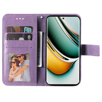 For Realme 11 Pro 5G / 11 Pro+ 5G Mobile Phone Shell Stand Wallet Imprinted Flower PU Leather Cover Phone Case
