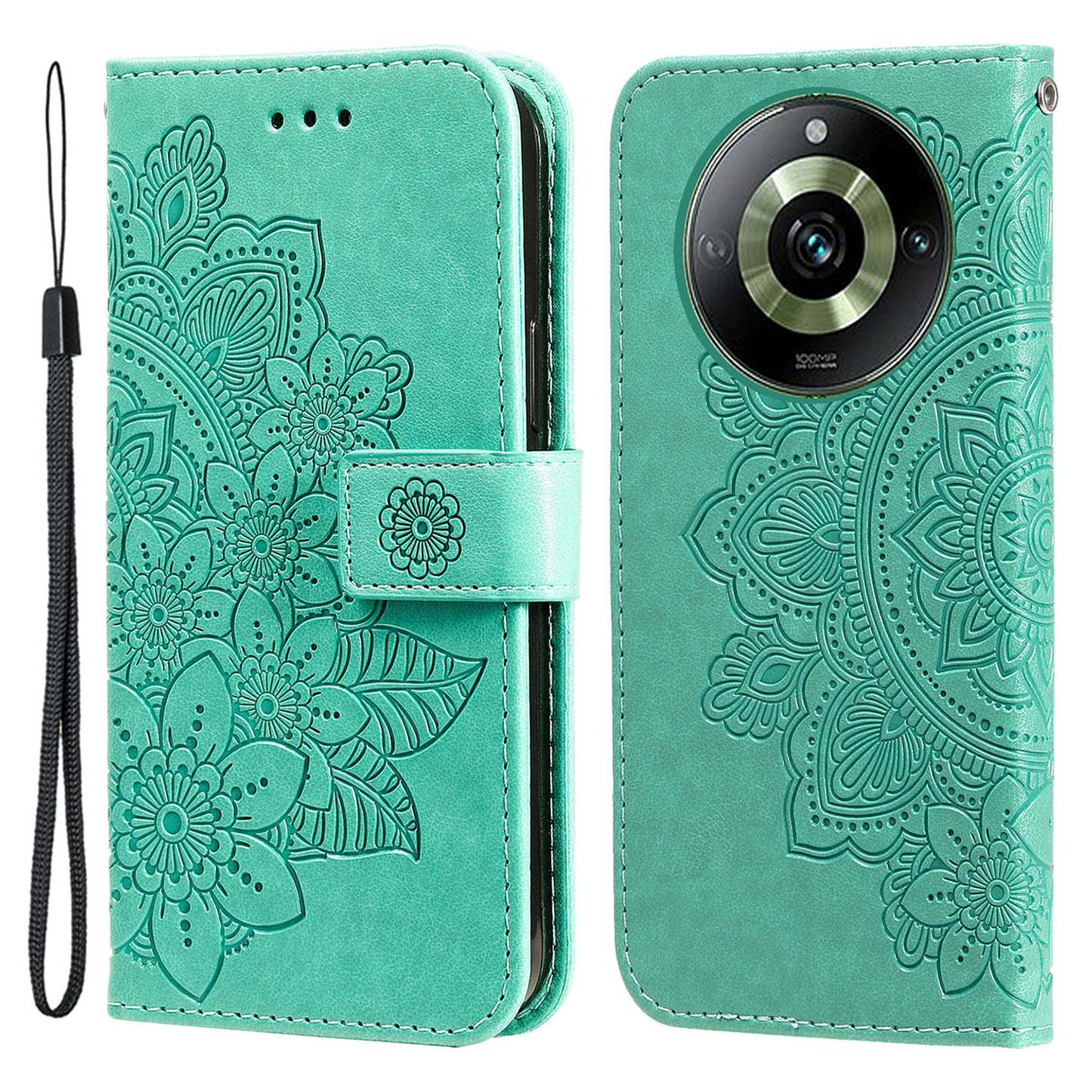 For Realme 11 Pro 5G / 11 Pro+ 5G Mobile Phone Shell Stand Wallet Imprinted Flower PU Leather Cover Phone Case