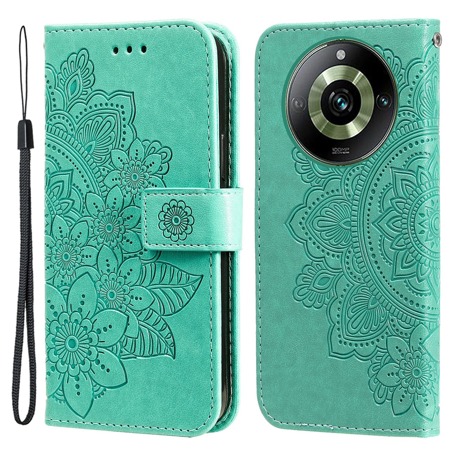 For Realme 11 Pro 5G / 11 Pro+ 5G Mobile Phone Shell Stand Wallet Imprinted Flower PU Leather Cover Phone Case