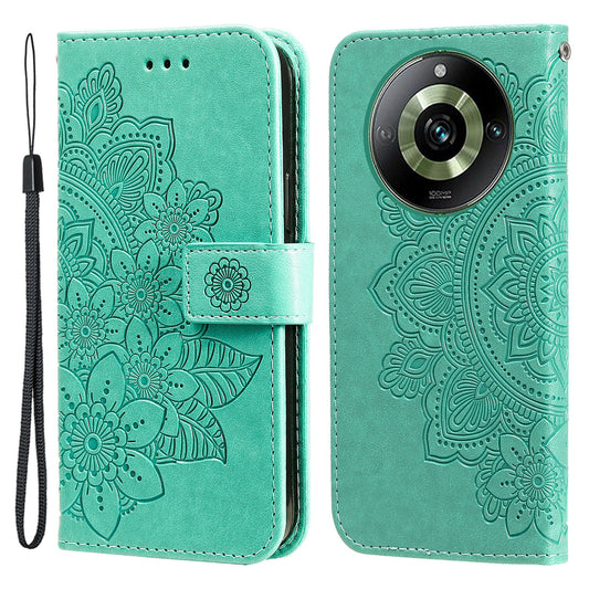 For Realme 11 Pro 5G / 11 Pro+ 5G Mobile Phone Shell Stand Wallet Imprinted Flower PU Leather Cover Phone Case