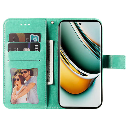 For Realme 11 Pro 5G / 11 Pro+ 5G Mobile Phone Shell Stand Wallet Imprinted Flower PU Leather Cover Phone Case