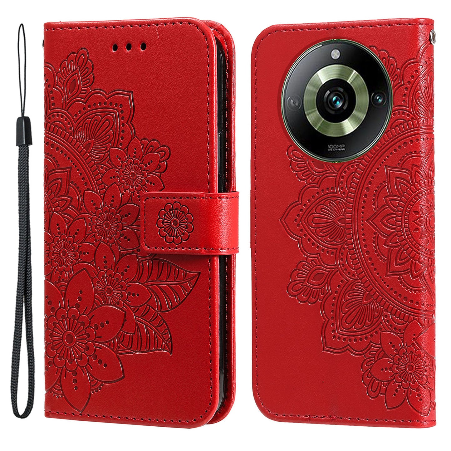 For Realme 11 Pro 5G / 11 Pro+ 5G Mobile Phone Shell Stand Wallet Imprinted Flower PU Leather Cover Phone Case