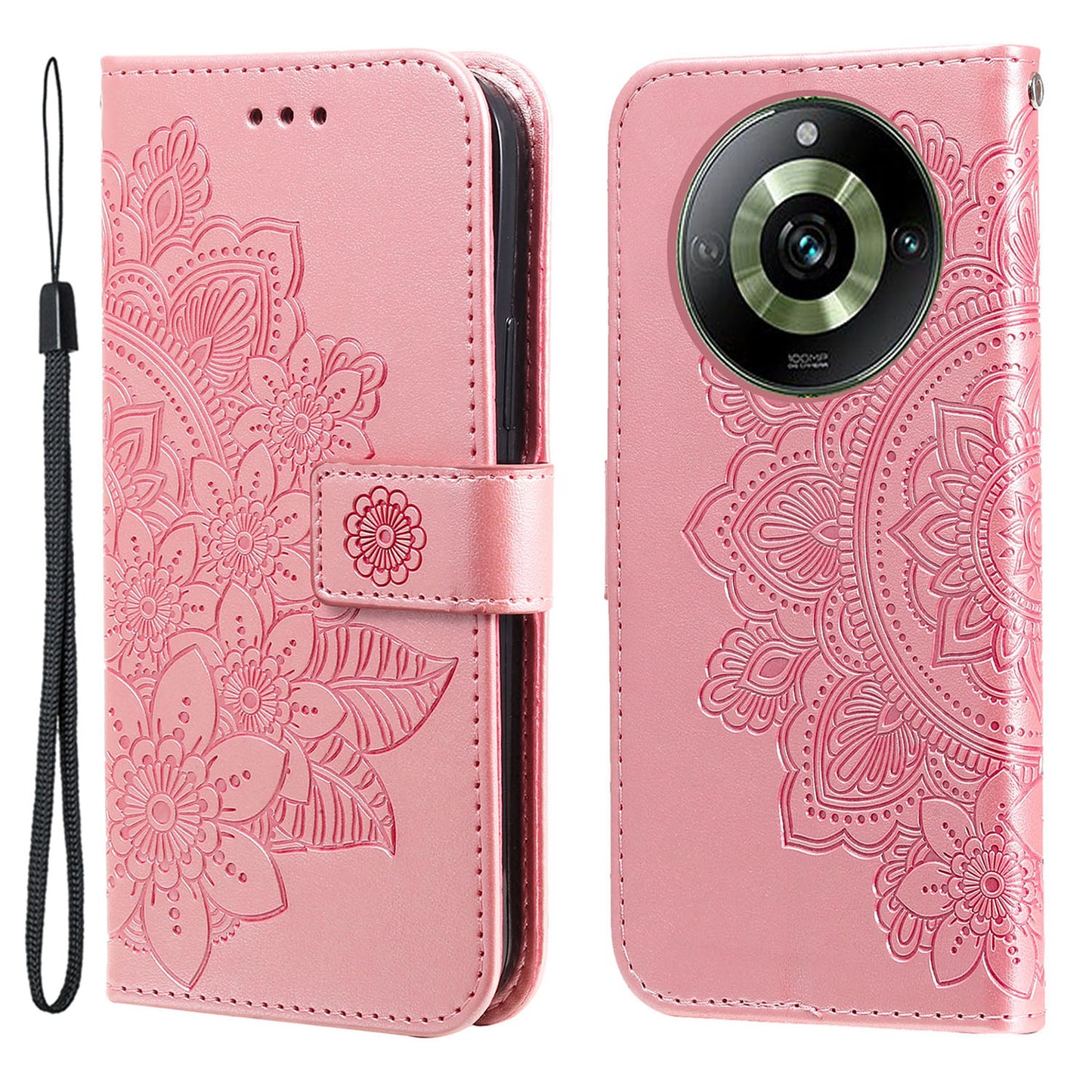 For Realme 11 Pro 5G / 11 Pro+ 5G Mobile Phone Shell Stand Wallet Imprinted Flower PU Leather Cover Phone Case