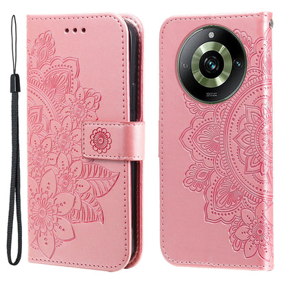 For Realme 11 Pro 5G / 11 Pro+ 5G Mobile Phone Shell Stand Wallet Imprinted Flower PU Leather Cover Phone Case