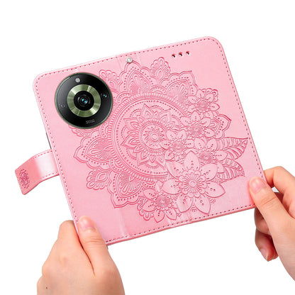 For Realme 11 Pro 5G / 11 Pro+ 5G Mobile Phone Shell Stand Wallet Imprinted Flower PU Leather Cover Phone Case