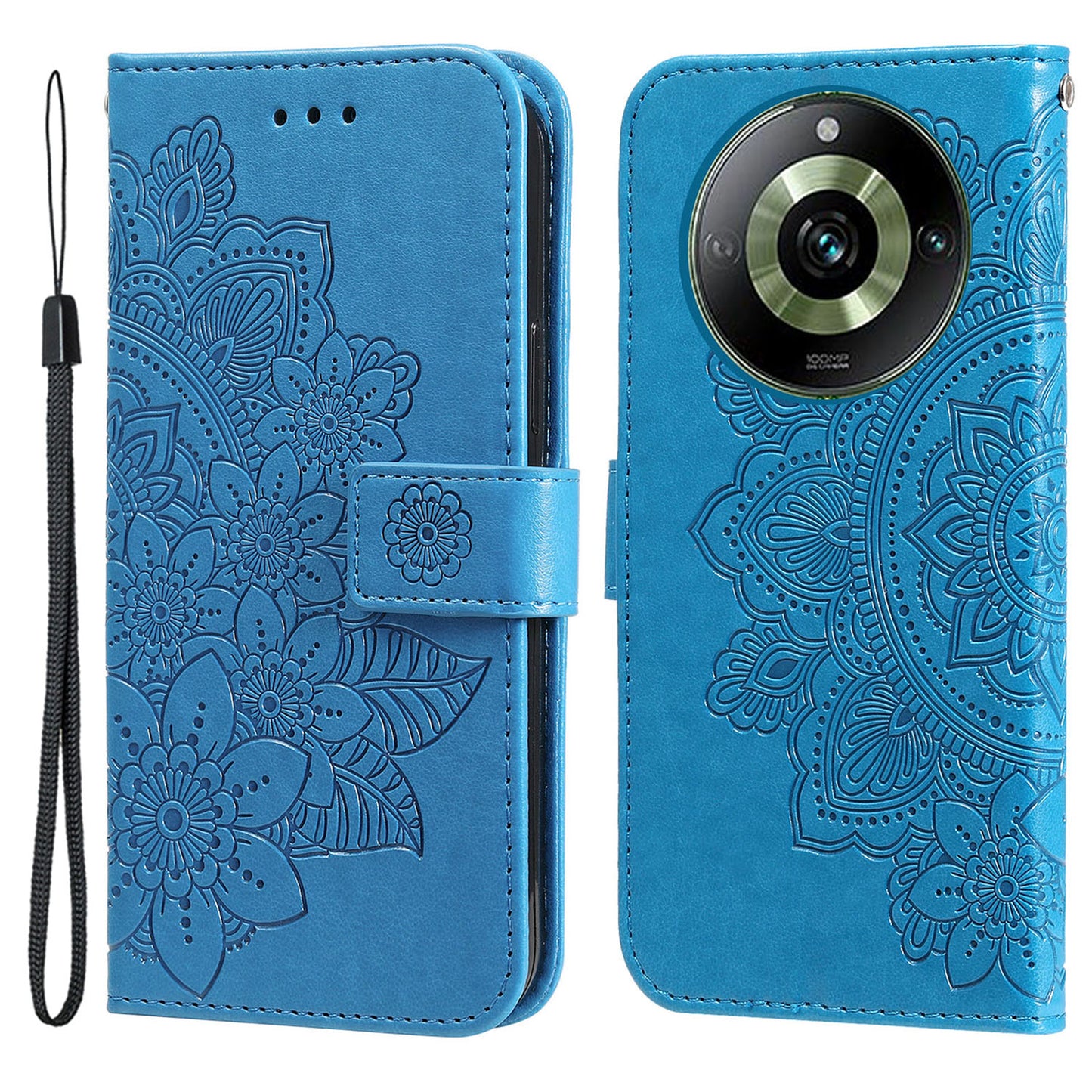 For Realme 11 Pro 5G / 11 Pro+ 5G Mobile Phone Shell Stand Wallet Imprinted Flower PU Leather Cover Phone Case