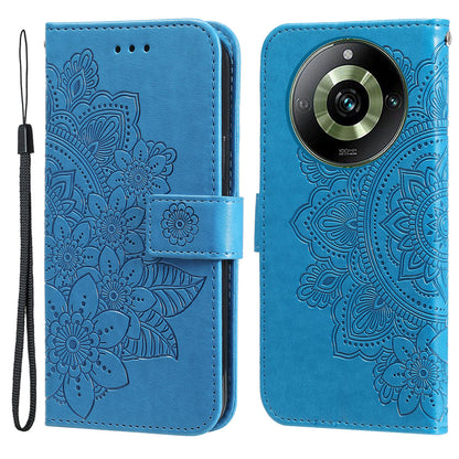 For Realme 11 Pro 5G / 11 Pro+ 5G Mobile Phone Shell Stand Wallet Imprinted Flower PU Leather Cover Phone Case