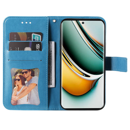 For Realme 11 Pro 5G / 11 Pro+ 5G Mobile Phone Shell Stand Wallet Imprinted Flower PU Leather Cover Phone Case