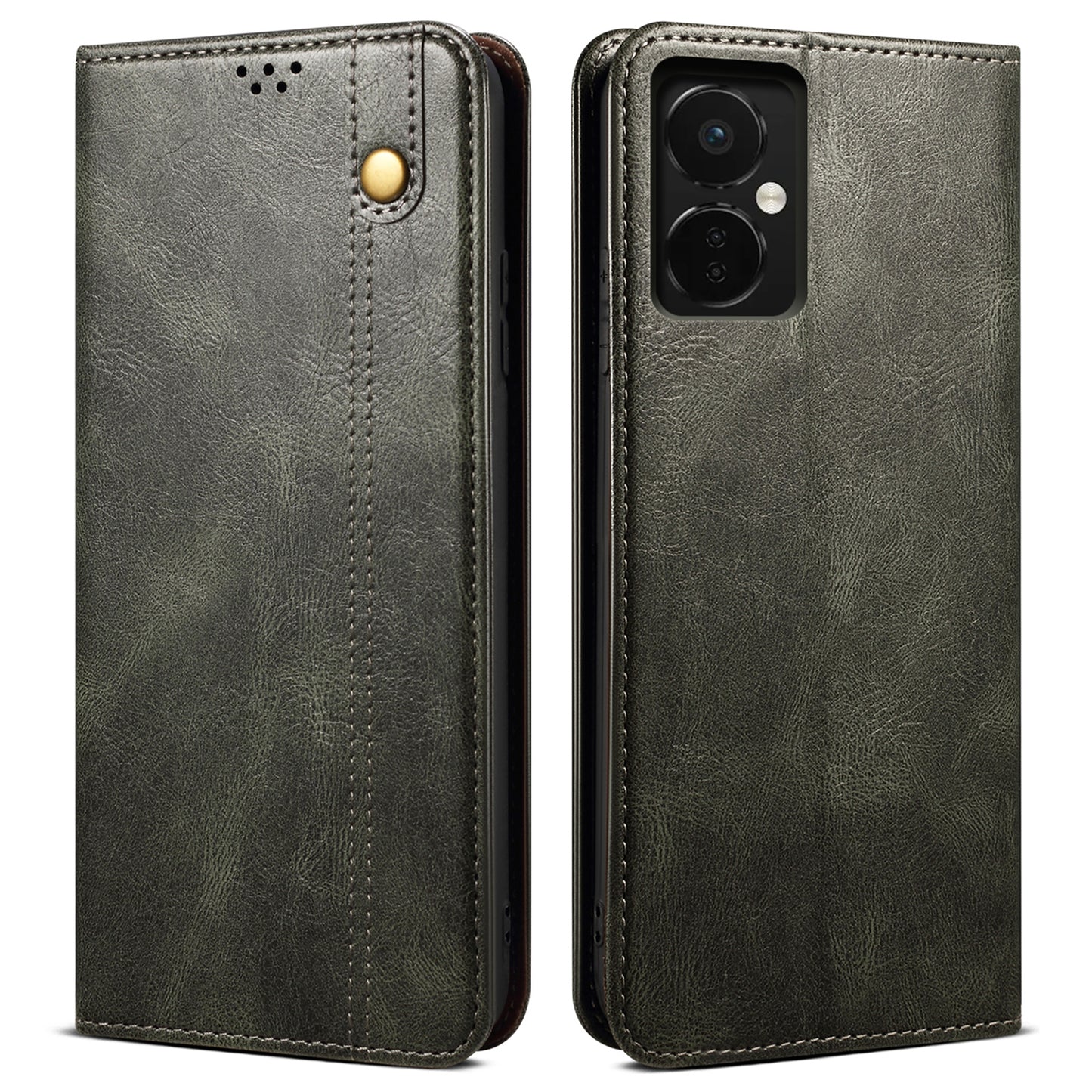 For OnePlus Nord CE3 5G Leather Case Waxy Crazy Horse Texture Stand Wallet Phone Cover