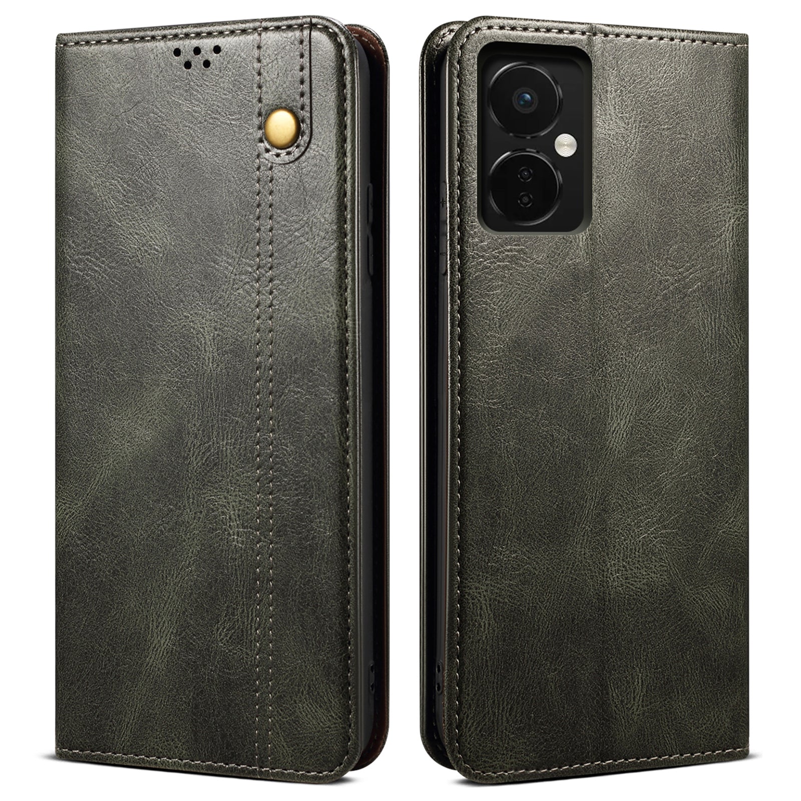 For OnePlus Nord CE3 5G Leather Case Waxy Crazy Horse Texture Stand Wallet Phone Cover