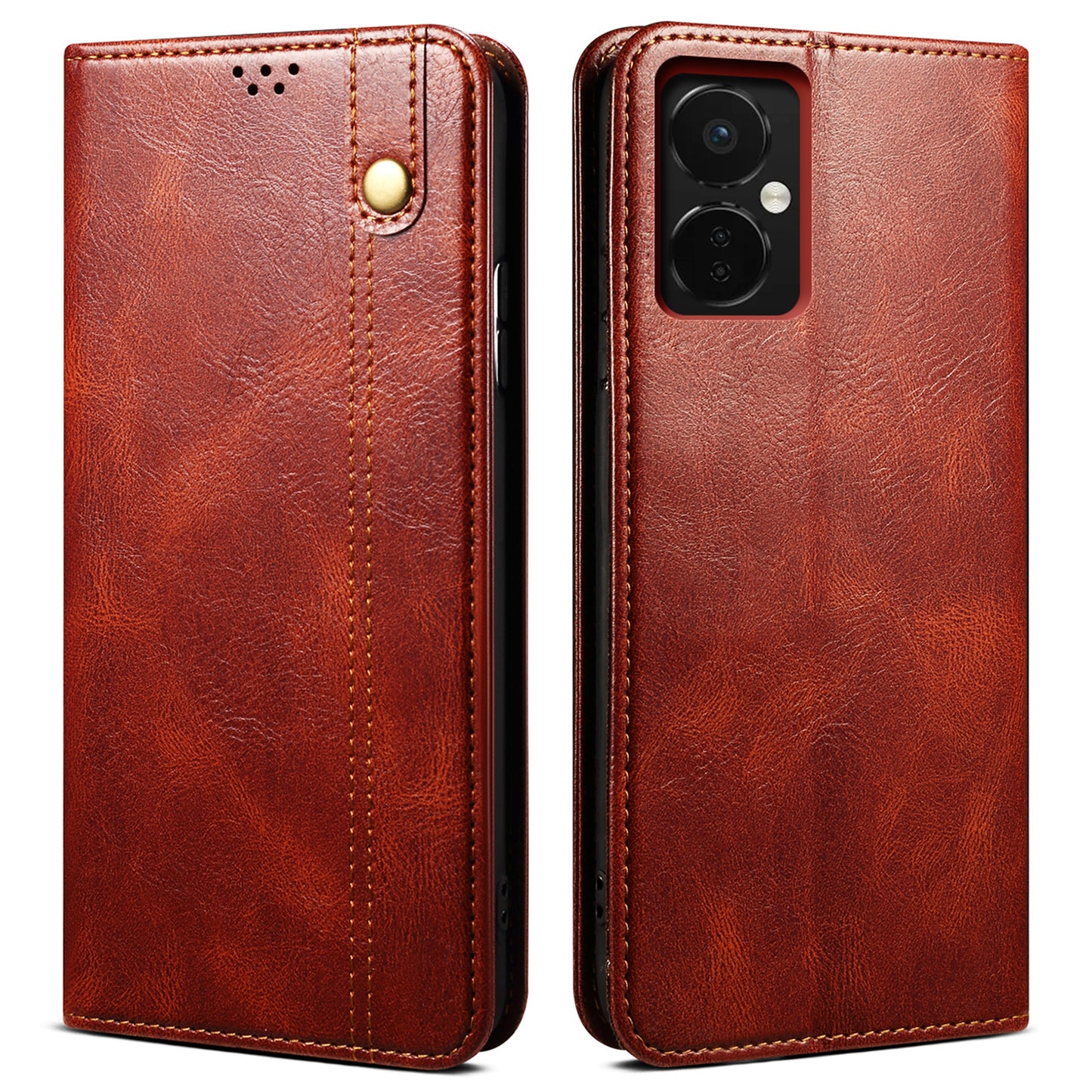For OnePlus Nord CE3 5G Leather Case Waxy Crazy Horse Texture Stand Wallet Phone Cover