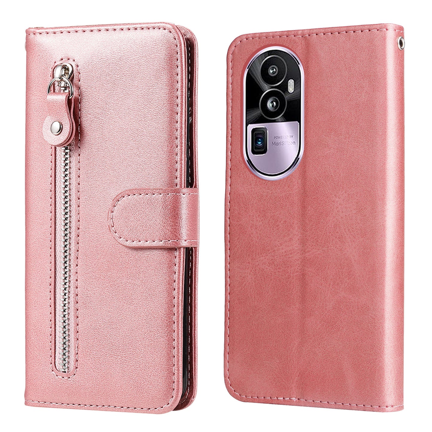 For Oppo Reno10 Pro+ 5G Calf Texture Phone Case Zipper Pocket Wallet Foldable Stand Cover